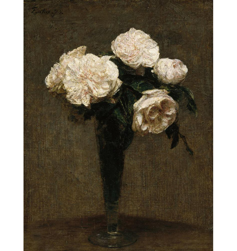 "Roses dans un vase" par Henri Fantin-Latour - Art mural sur toile tendue avec châssis, H 48 po x l 33 po