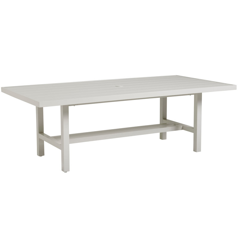 Seabrook Transitional 88" Oyster-White Aluminum Dining Table