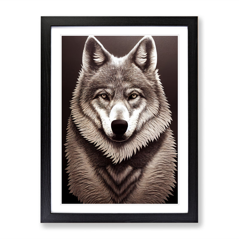 XV1022-525X Amazing Wolf - Single Picture Frame Print, Black, 64cm H x 46cm W x 2cm D