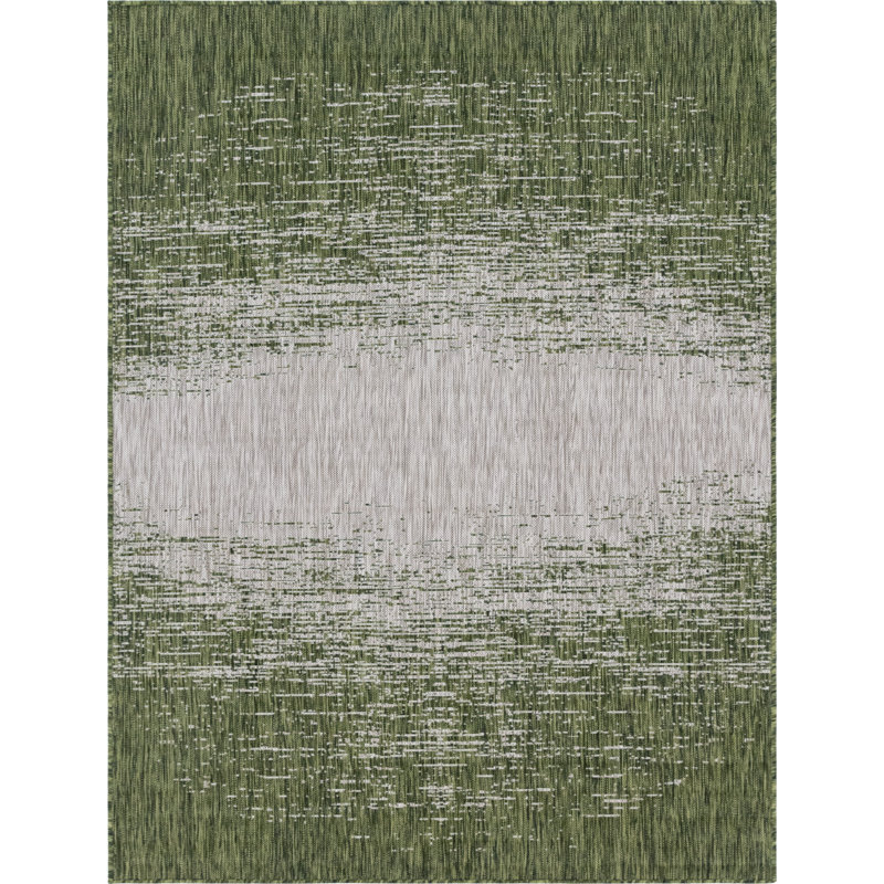 Tapis abstrait vert / gris Jennette, Rectangle 9 pi x 12 pi 2 po