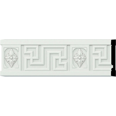 Endurathane Nestor Greek Key Chair Rail, 4 1/4"H x 5/8"P x 94 1/2"L, (8"Repeat), Factory Primed (2-Pack)