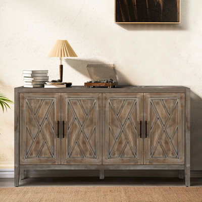 Armoire d'appoint 4 portes avec tablette réglable - buffet brun antique 60 pouces