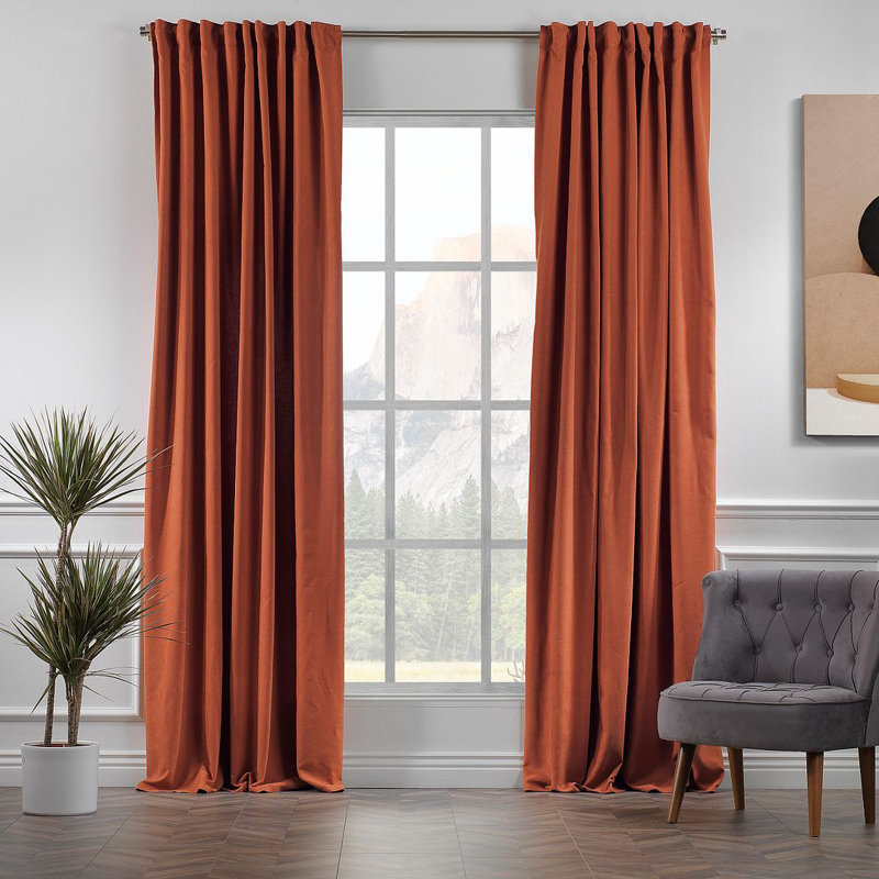 Room Darkening Single Curtain Panel, 260cm Width x 225cm Drop, Orange