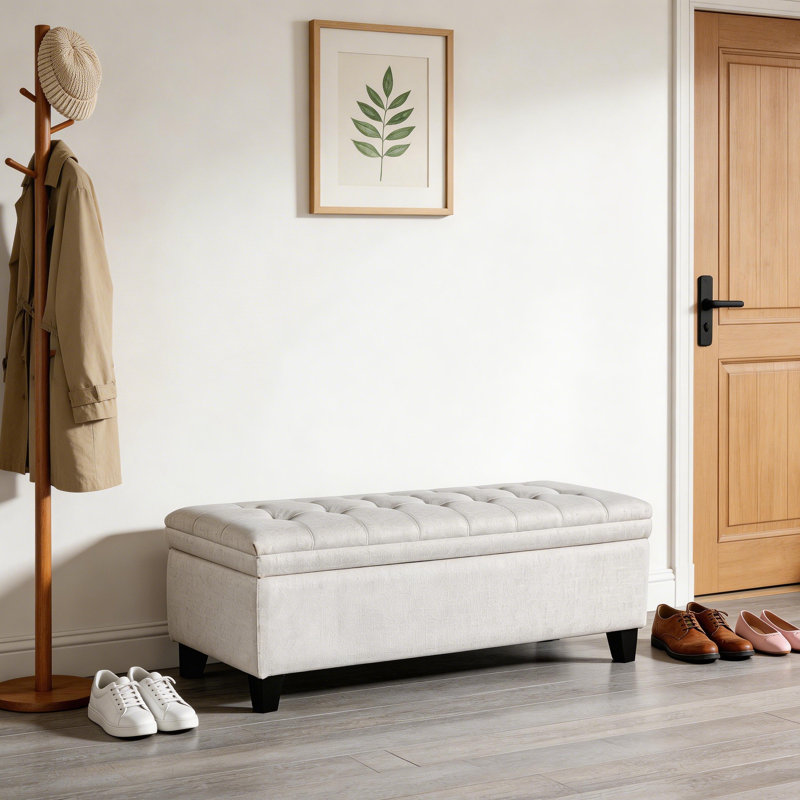 Banc de rangement en mélange de lin 51 po