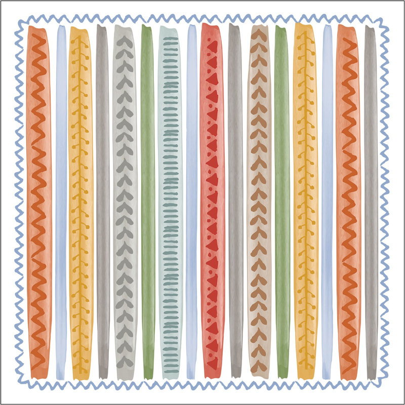 Linho Napkin: Napkin Estrela, Block Stripe, White, Blue