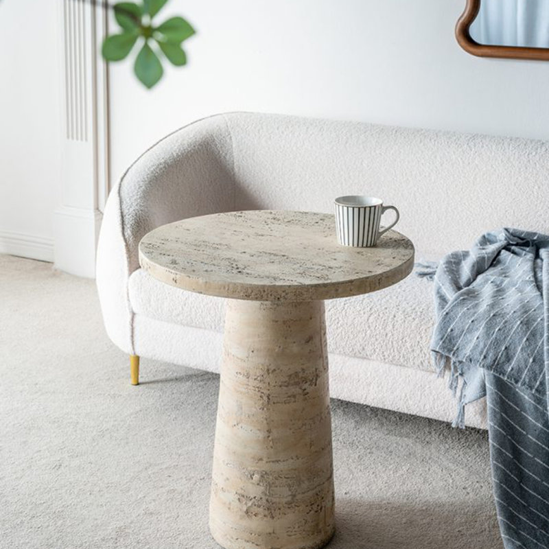 Table d'appoint ronde crème avec base piédestal, Crème
