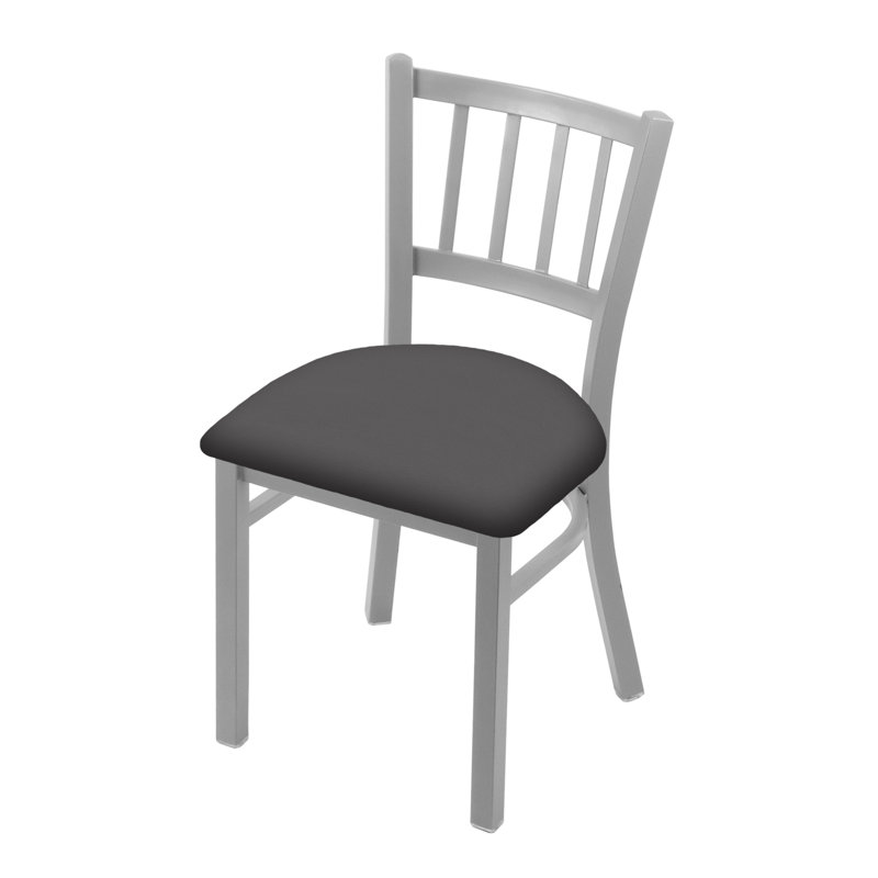 Chaise Contessa 610, Vinyle - Gris galop, Nickel anodisé
