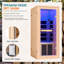 Sauna infrarouge d'intérieur pour 1 personne, sauna en bois de pruche 930W / 110V avec chauffe-pieds en pierre de tourmaline, luminothérapie 7 couleurs, haut-parleur Bluetooth double, assemblage facile - spa d'intérieur compact 27,2 po x 32,3 po x 61 po-137552161