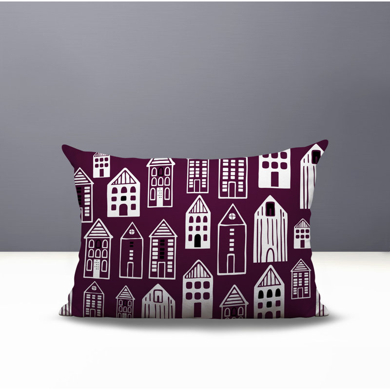 Oreiller rectangulaire réversible intérieur / extérieur Kito, Rectangle H 14 po x l 20 po, Mauve