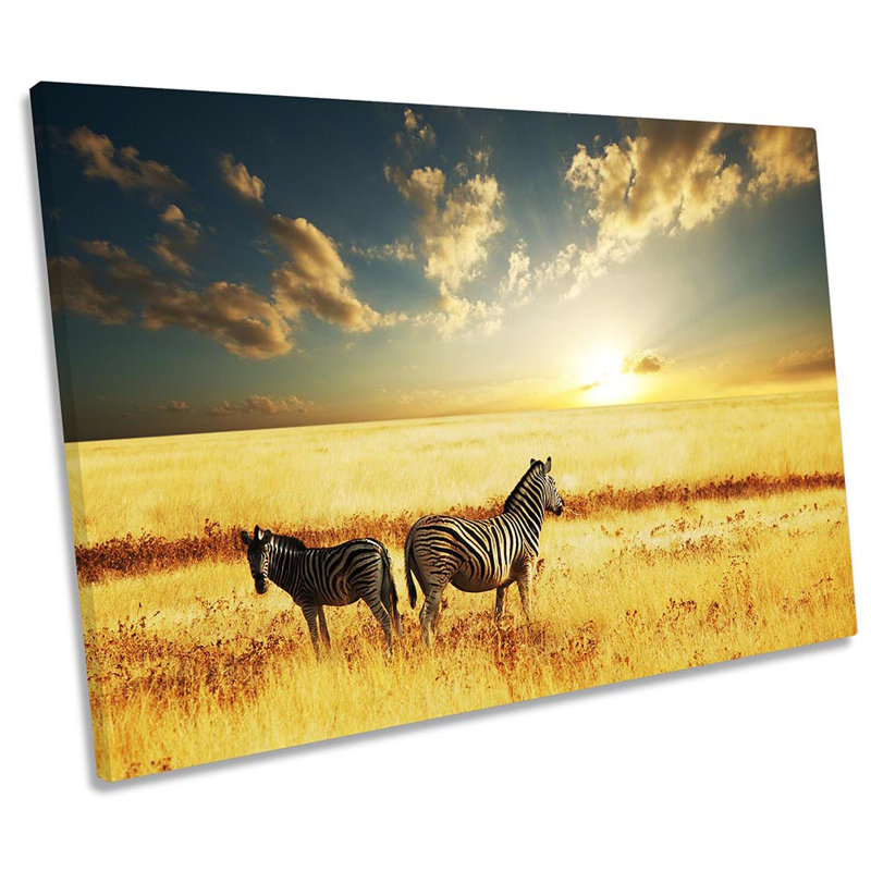 Safari Sunset Zebra - Wrapped Canvas Print, 30.5cm H x 45.7cm W x 2cm D