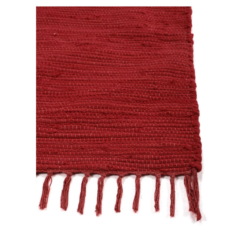 Chindi Uni Solid Colour Hand Crafted Hand Braided Red Area Rug, Rectangle 140 x 200cm