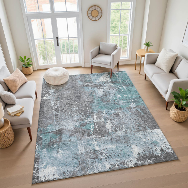 Premium Machine Washable Stallings AMF1839 Abstract Rug, Rectangle 10' x 14'
