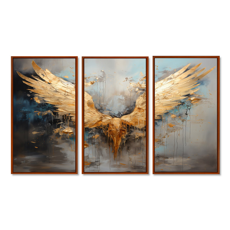 «Dasheil - Wings Angel», ensemble de reproduction d'art mural, H 28 po x l 36 po x P 1 po, Cadre flottant brun