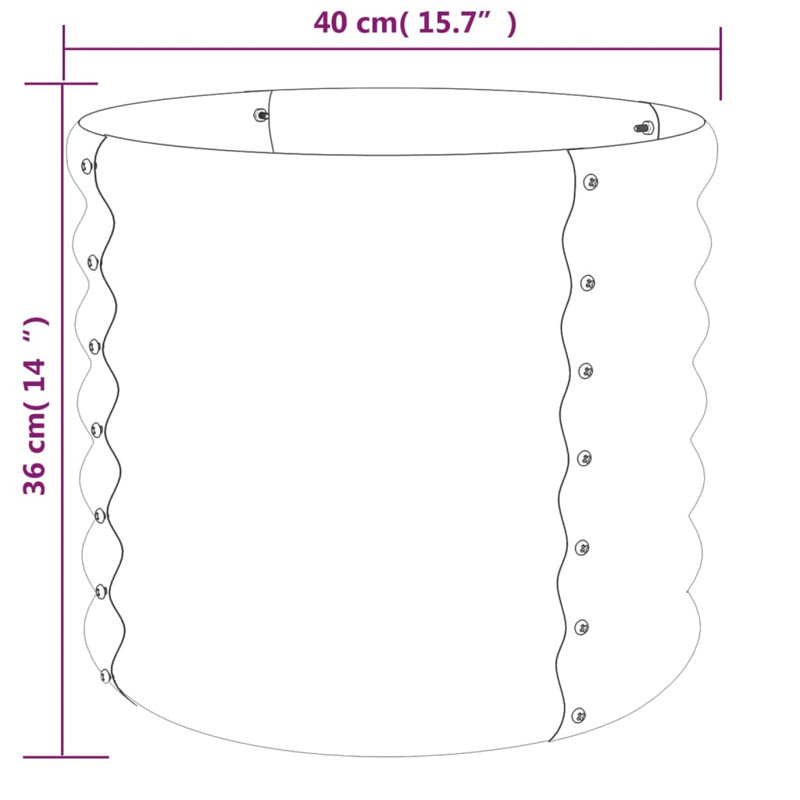 Garden Raised Bed Powder-coated Steel, 14.17" H x 15.75" W x 15.75" D, Gray