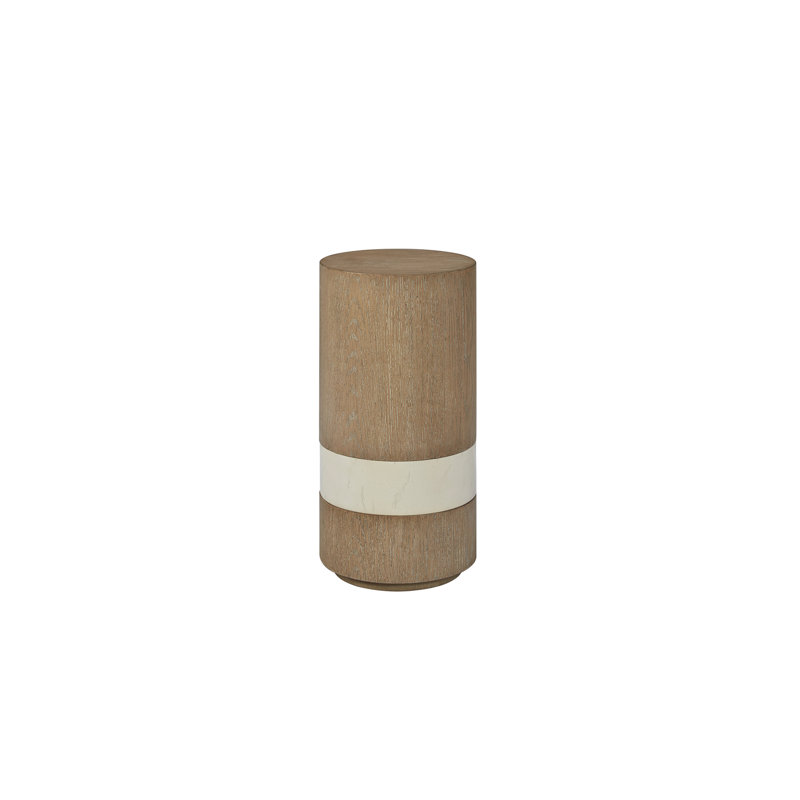 Table d'appoint Spot de couleur caramel avec bande décorative en marbre crème