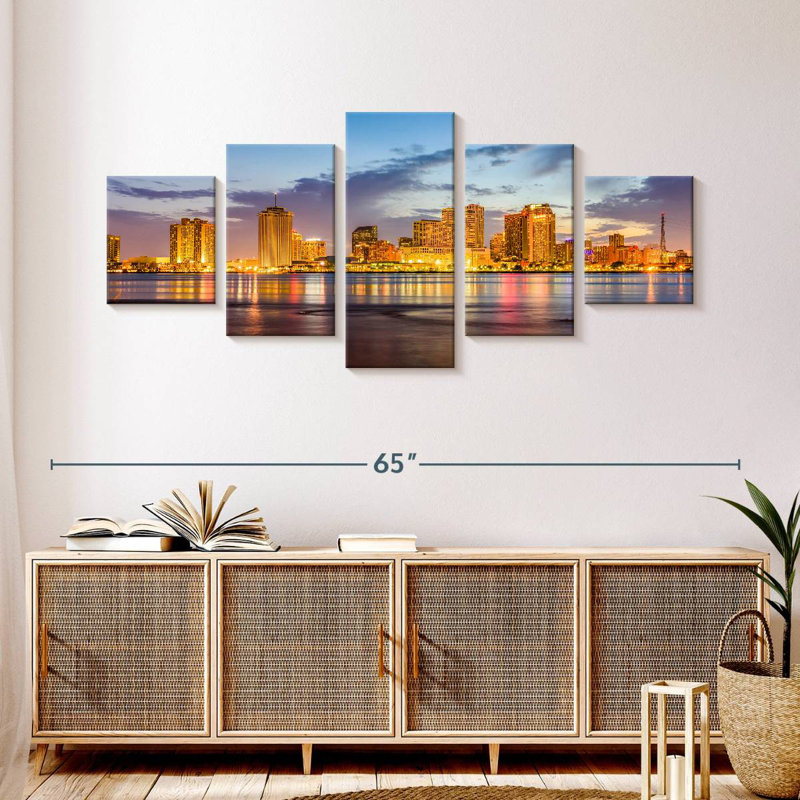 New Orleans Waterfront, H 24 po x l 55 po
