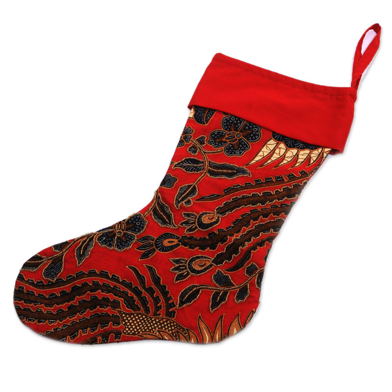 Chaussette de noël batik en coton batik