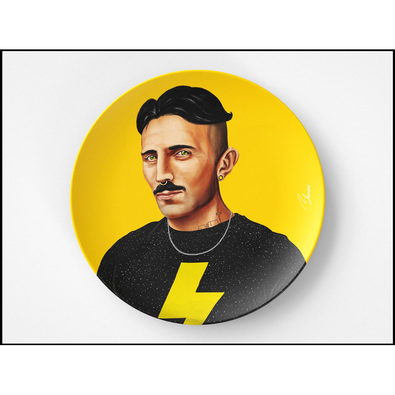 Assiette ronde Nikola Tesla inspirée de 10 pouces, durable et sécuritaire pour l'utilisation au micro-ondes, au four et au lave-vaisselle