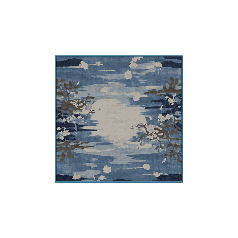 Tapis bleu lavable à la machine, Carré 4 pi