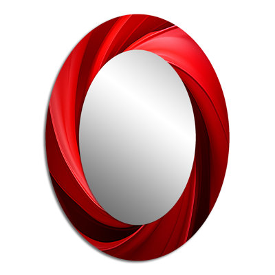Red Perpetual Pulse Vortex - Red Modern Oval Wall Mirror