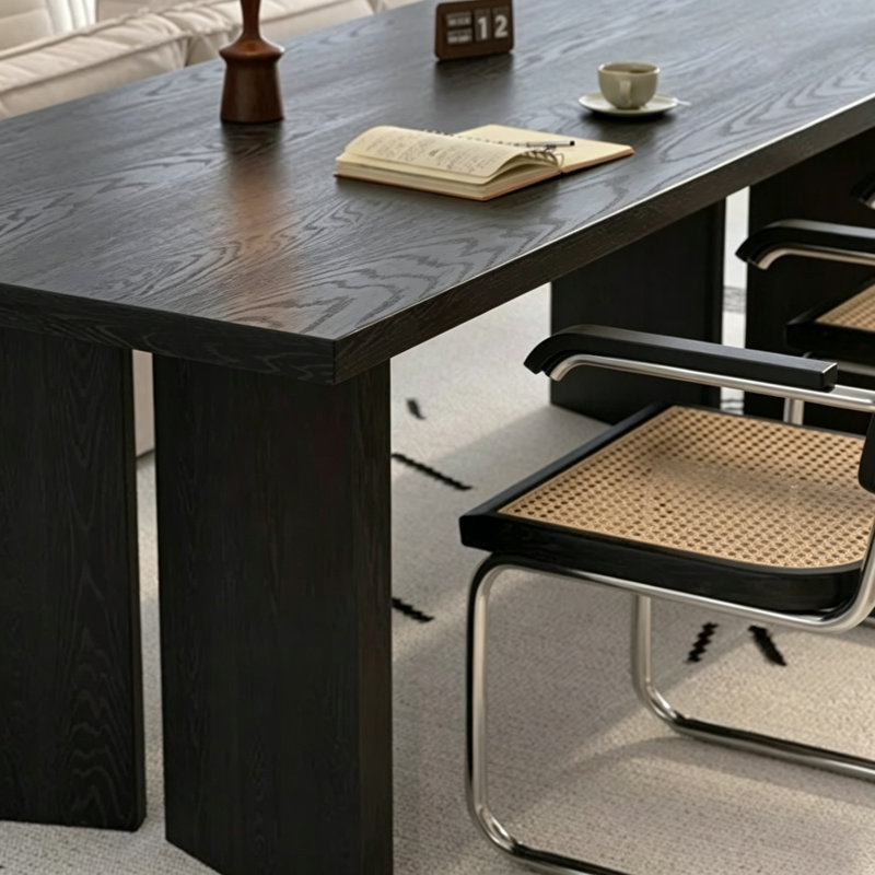 Bureau rectangulaire en frêne massif noir, 29.5" H x 70.87" W x 31.5" D