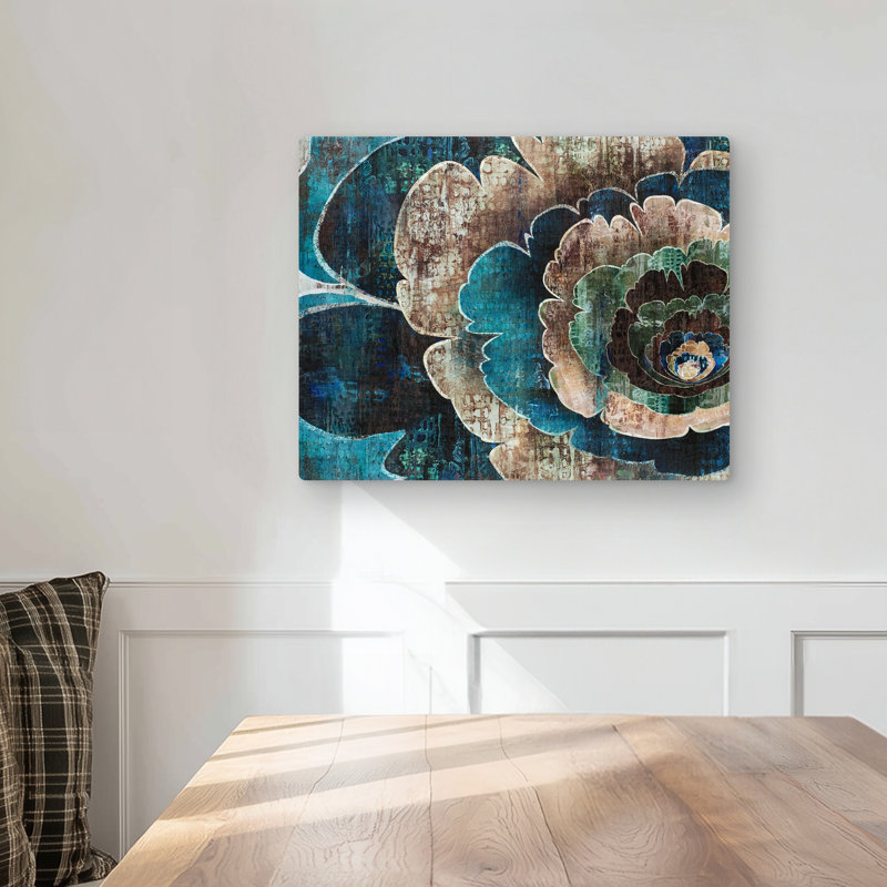 Blue Flower Montage - Turquoise Metal Print for Home Decor, 20" H x 16" W