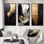 Essentiel naturel abstrait doré et noir II - ensemble de 3 peintures abstraites-1453009500-1453009503