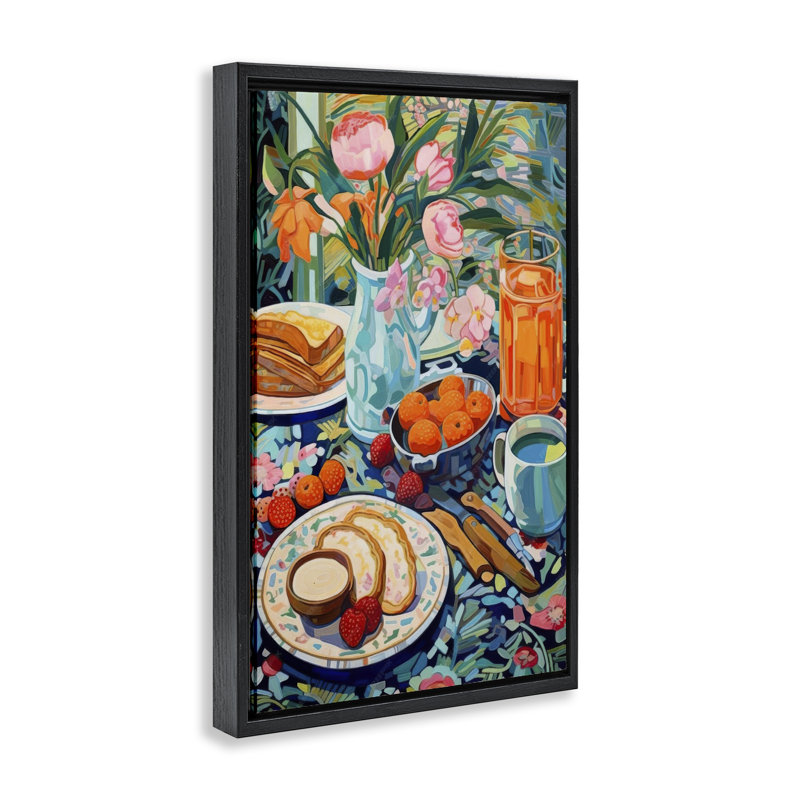  «Bright Petit déjeuner» par LSR Design Studio, Cadre flottant noir de jais, H 25 po x l 17 po