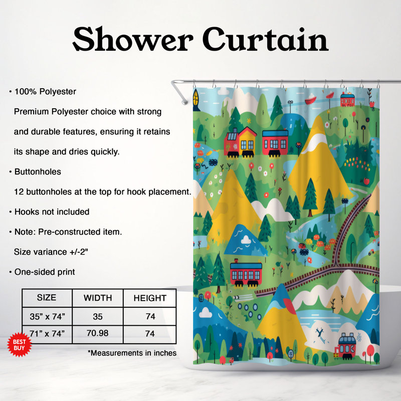 Brisk Train - Premium Shower Curtain, 74"H x 71"W