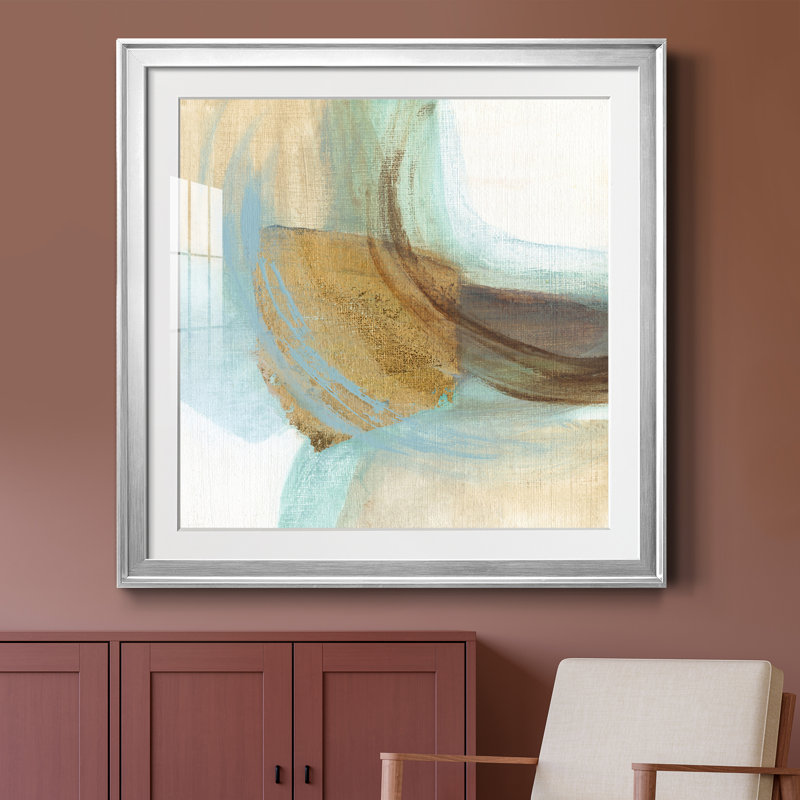 Blue Rhythm I - peinture encadrée, Papier avec cadre argenté, H 30,5 po x l 30,5 po x P 1,5 po