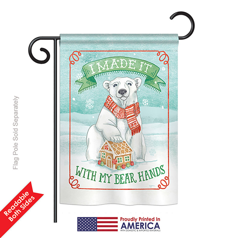 Drapeau maison / jardin Balig My Bear Hands 18,5 x 13 po, Vert clair, Polyester