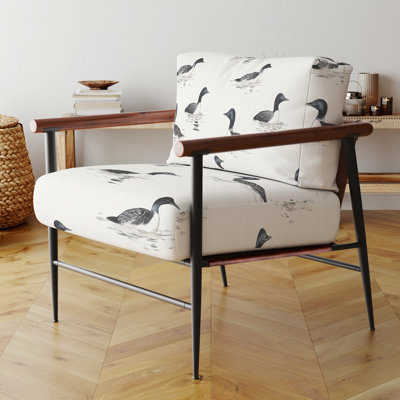 Fauteuil d'appoint à imprimé animal - Fauteuil rustique huard noir