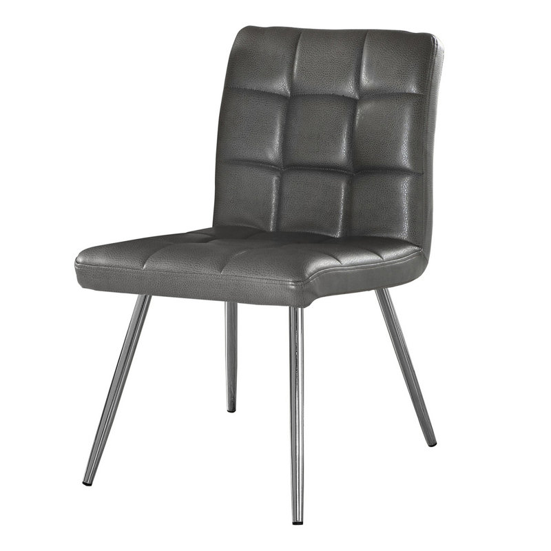 Contemporary Grey Faux Leather and Metal Side Dining Chair