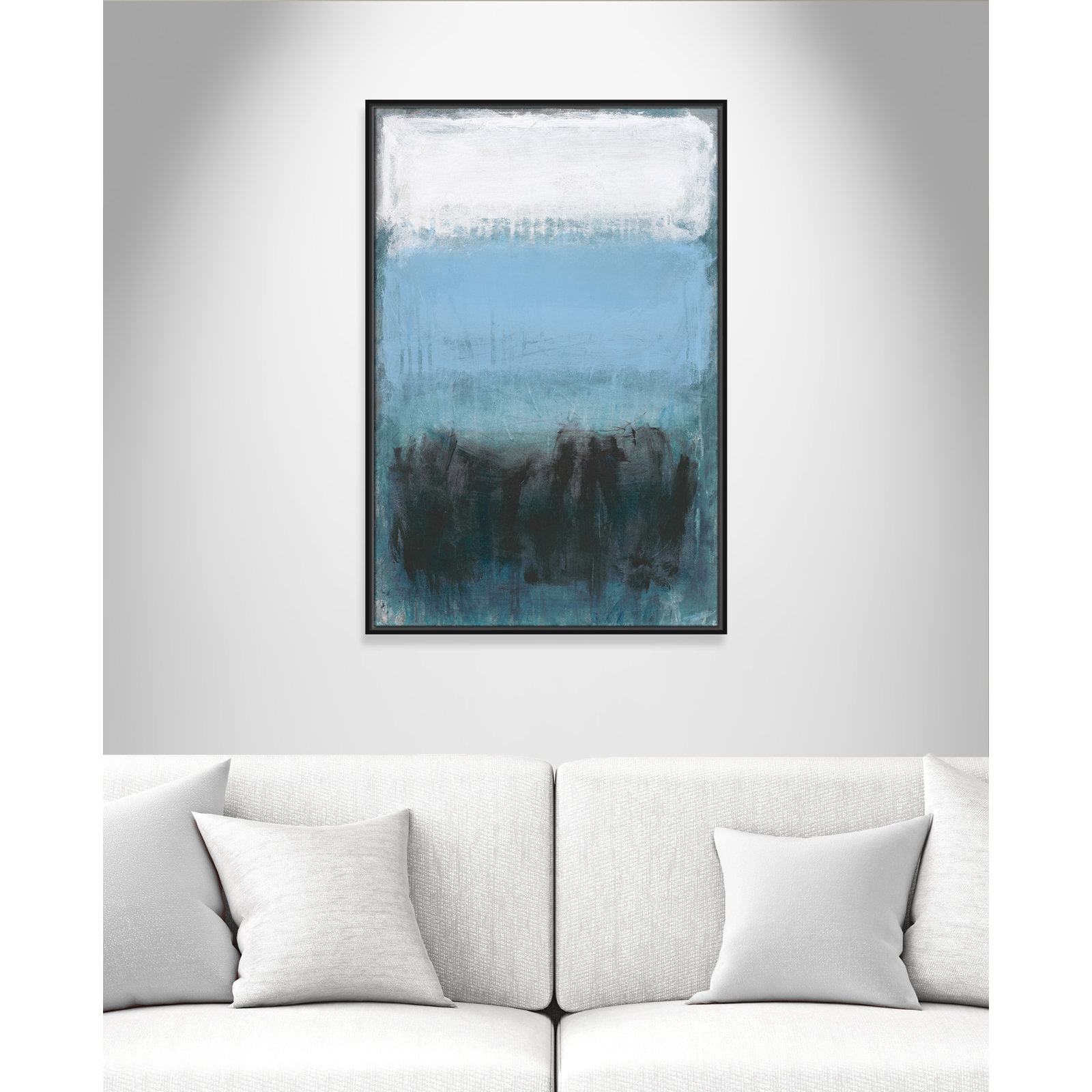Arboles "Coastal Nightfall" Painting by Filippo Ioco, Black Framed Canvas, No Mat, 37.5" H x 25.5" W x 2" D