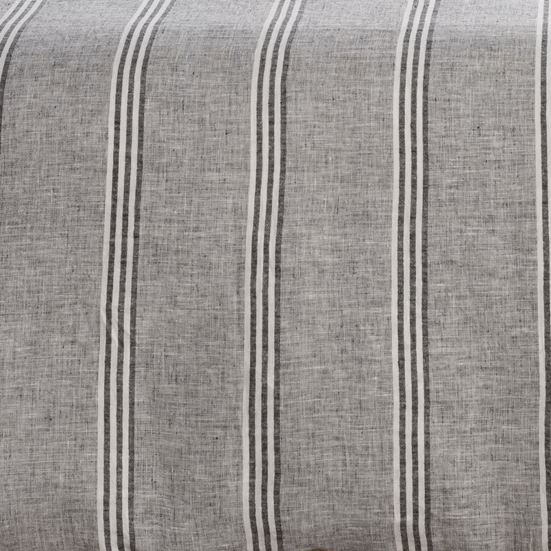 Corinne Rustic 100% Linen Striped Duvet Cover Set, King