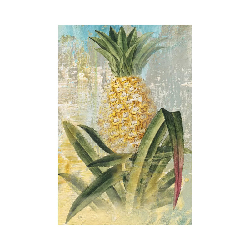Botanical Pineapple 1 Piece Painting on Canvas, 30.48 cm H x 45.72 cm W, Wrapped Canvas