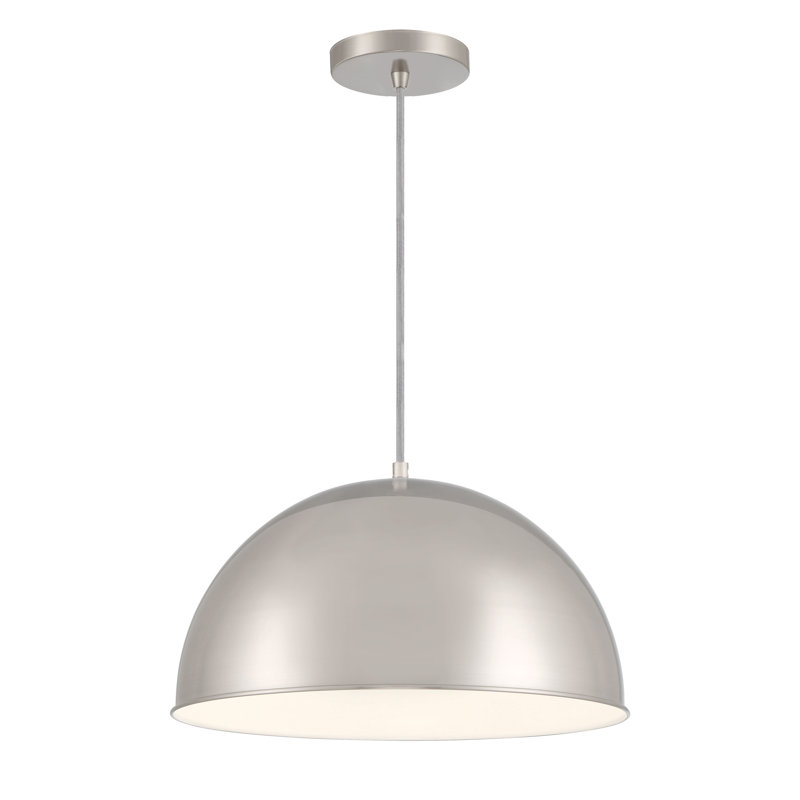 Luminaire suspendu en forme de dôme à 1 lumière Britan, Nickel brossé