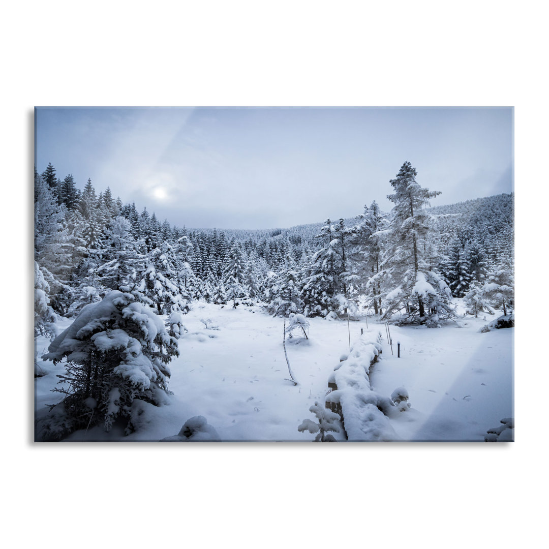 Glasbild Winterlandschaft Vereister See