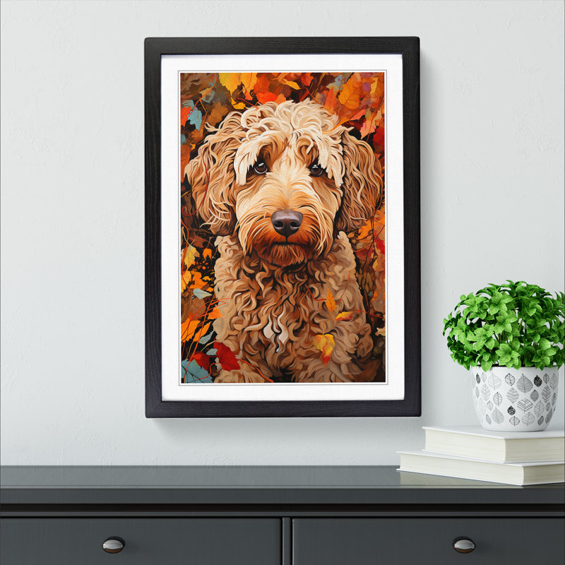 Labradoodle Informel No.2 - Single Picture Frame Print on Wood, 34cm H x 25cm W x 2cm D, Black Framed