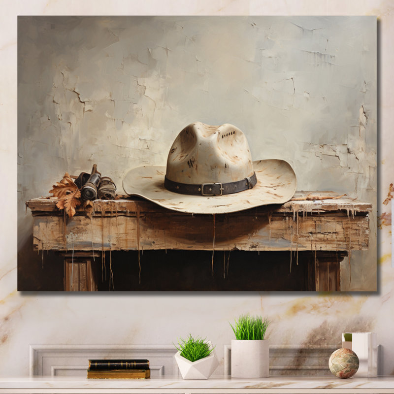" Minimalism Cowboy Hat I ", Wrapped Canvas, 30" H x 40" W x 1.5" D