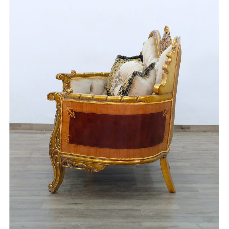 Maggiolini Loveseat, Black, Gold & light brown, Dark Gold