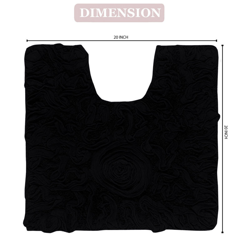 Schoenberger 100% Cotton Contour Bath Mat 20"x20", Black
