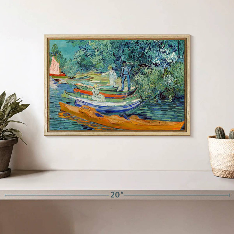 Rive de l'Oise à Auvers, Cadre flottant en bois naturel, 13 po x 9 po