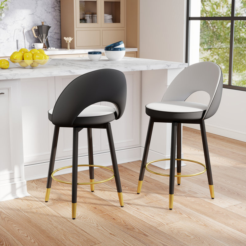 Tabouret de comptoir pivotant 25 po Rumery, Blanc / gris foncé