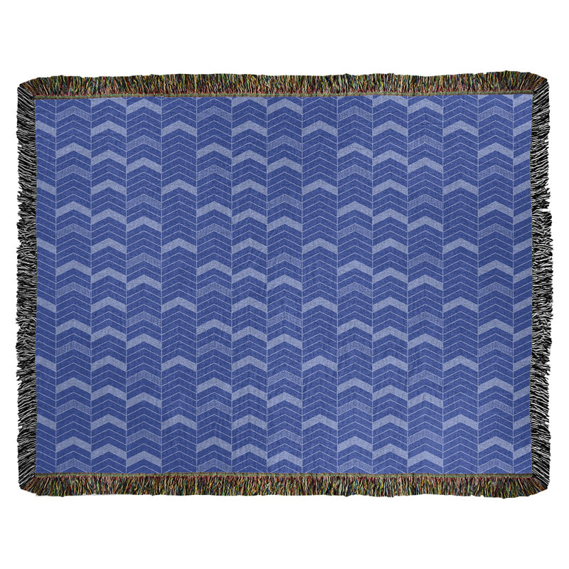 Couverture en coton tissé Rhonda, l 37 po x L 52 po, Bleu foncé