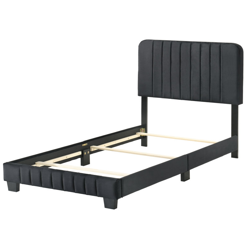 Anjelah Upholstered Standard Bed, Black, Full/Double
