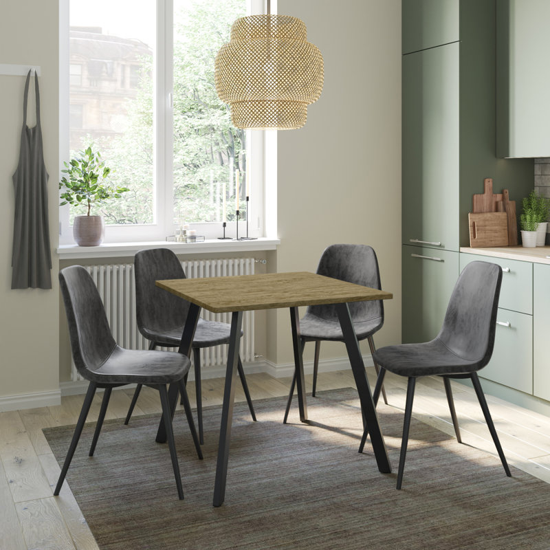 4 - Person Dining Set, Oak, Black