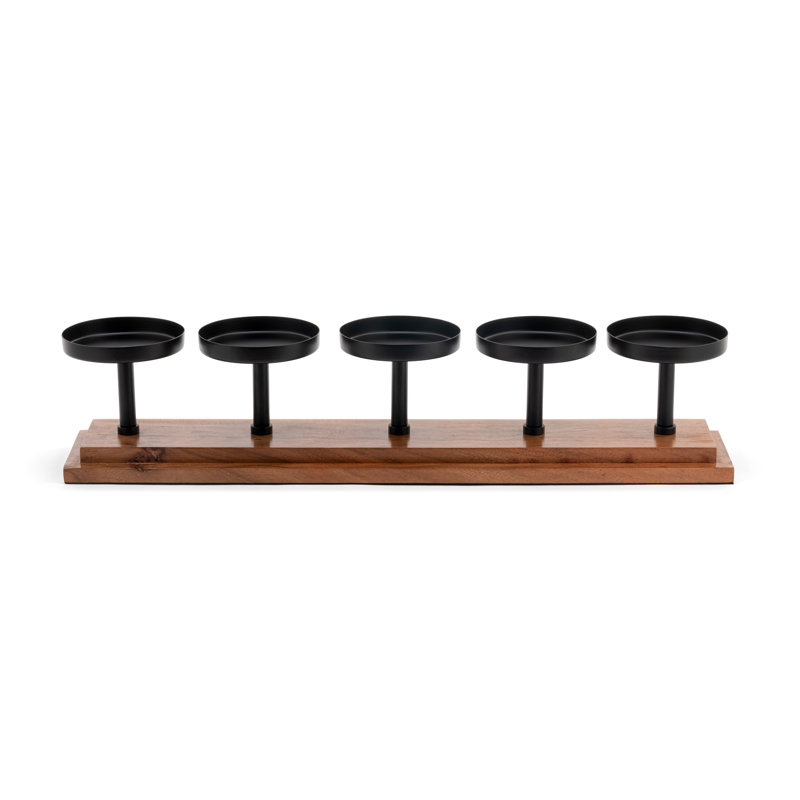 Iron And Wood 5- Candle Holder - 20In
