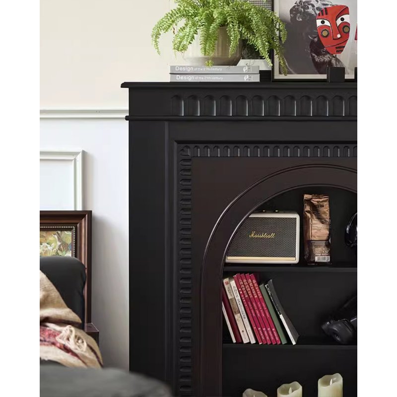 French retro solid wood fireplace decorative cabinet