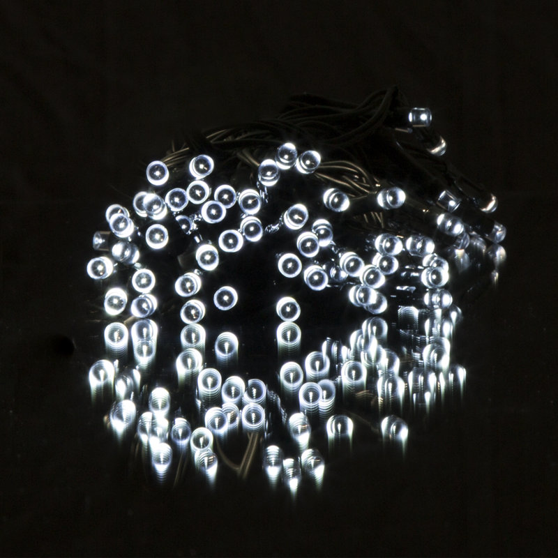 Solar Powered LED Outdoor String Lights with 100 White Bulbs- Fairy or Twinkle Mode, 39 ft.